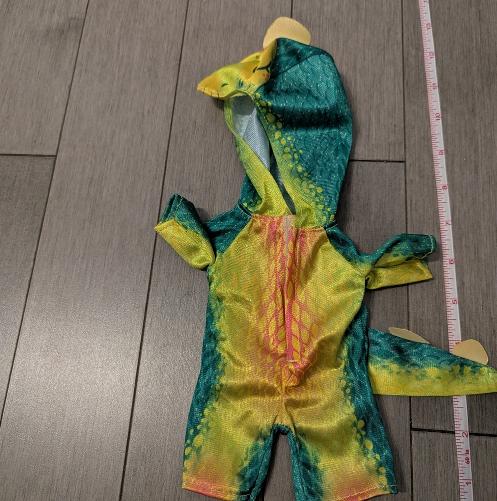 Kids Dinosaur Costume in Green and Yellow For Baby Alive Doll